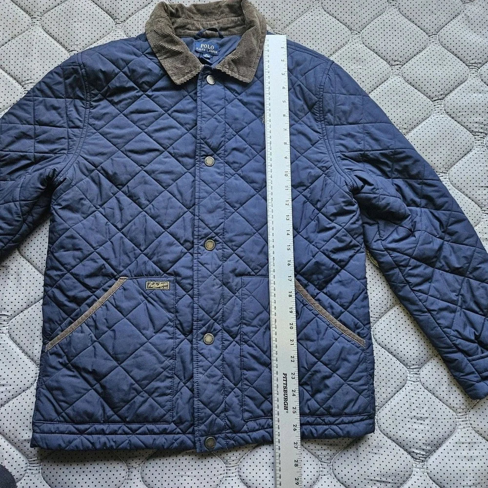 Polo Ralph Lauren Boys XL 18/20 Quilted Jacket Navy Blue Barn Coat Corduroy...